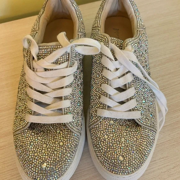 Betsey Johnson Gold and Silver Rhinestone Sneakers - Picture 4 of 4